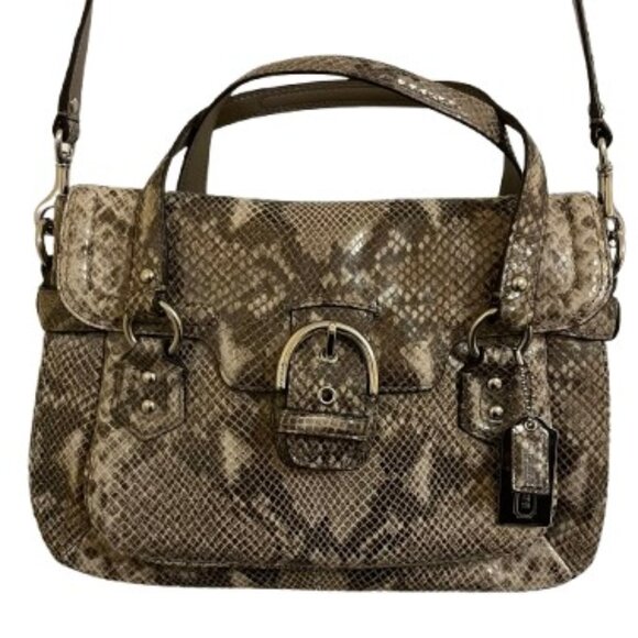Coach Campbell Satchel Snake Embossed Leather Shoulder Bag (F27895)- NWOT - Picture 1 of 14